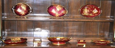 Lot 381 - Six various Carlton Ware 'Rouge Royal' dishes, an ashtray and a trinket box