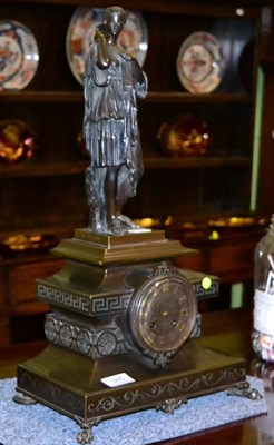 Lot 385 - A bronze striking figural mantel clock, circa 1890