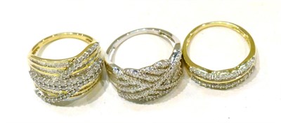 Lot 405 - Three 9ct gold diamond cluster rings