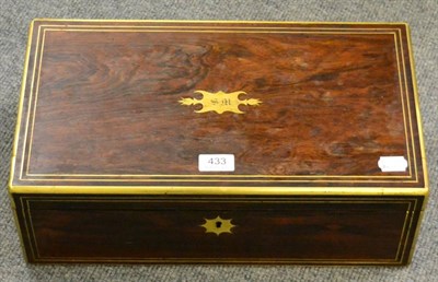 Lot 433 - A rosewood and brass bound writing slope