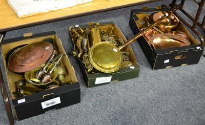 Lot 1027 - Three boxes of assorted brass and copper