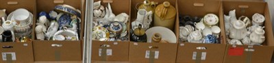 Lot 1030 - Thirteen boxes of miscellaneous ceramics and glass including Booths 'Old Willow' wares, Losol...