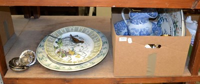 Lot 1051 - A group of 19th century and later English ceramics including Royal Doulton meat plates, copper...