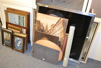 Lot 1108 - A quantity of framed articles including prints oils and watercolours, various subjects...