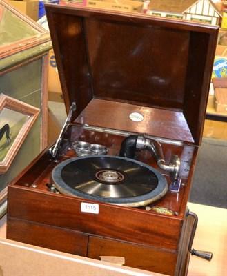 Lot 1115 - A mahogany table top gramophone