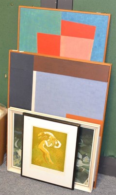 Lot 1117 - Artists proof Spring Song, a colour print and two abstract oils by Kathleen Guthrie