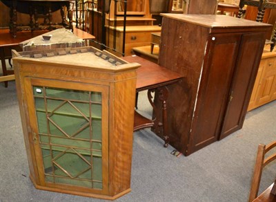 Lot 1144 - A mahogany cabinet together with an astragal glazed hanging corner cupboard