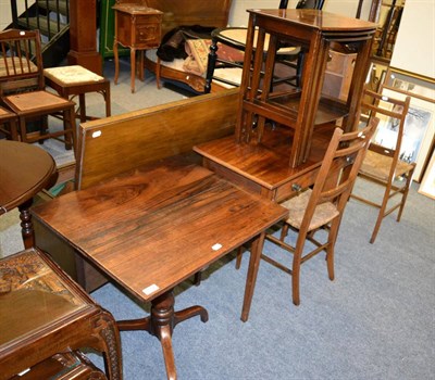 Lot 1152 - A 19th century mahogany hall table, together with a rosewood tilt top tripod table of similar date