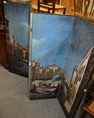 Lot 1157 - A painted four fold screen