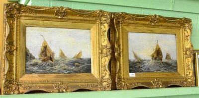 Lot 1183 - 19th century school, a pair of seascape oils on canvas in gilt frames