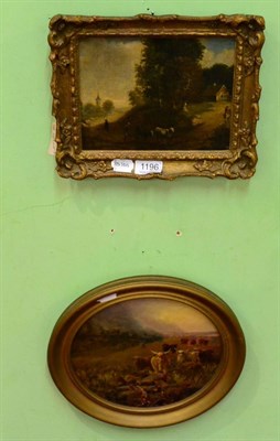 Lot 1196 - Attributed to Joseph Van Haerde (Dutch 19th century) figures and cows in a landscape, oil on...