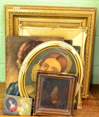 Lot 1198 - A quantity of portraits including oil and watercolour on canvas, board, tin etc 19th century...