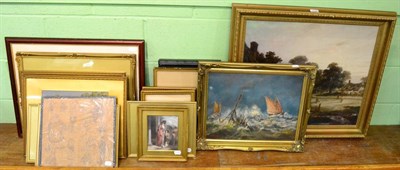 Lot 1199 - A quantity of oils, watercolours and prints including landscapes, seascapes, a pair of stump...