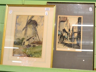 Lot 1204 - Percy Lancaster (1878-1951) Windmill, watercolour and another (2)