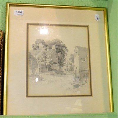 Lot 1209 - Paul Sandby Munn (1773-1845), Country Cottages, monotone watercolour, 'Troutbeck 1809' signed