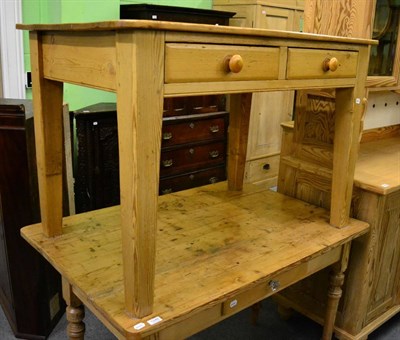 Lot 1247 - A pine two drawer kitchen table