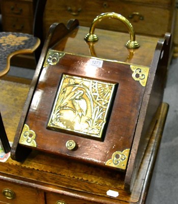 Lot 1273 - A Victorian coal scuttle and two Victorian brass shovels