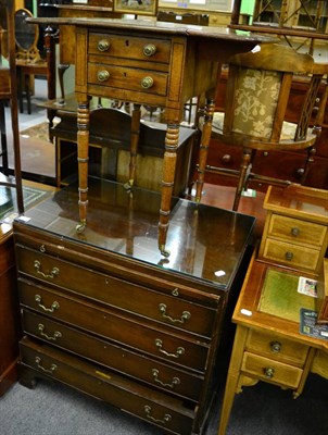 Lot 1278 - A small reproduction mahogany four height chest of drawers, with glass protector and a George...