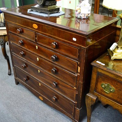 Lot 1296 - An inlaid mahogany five height chest of drawers