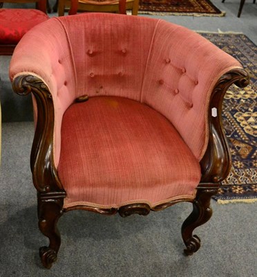 Lot 1311 - A Victorian carved mahogany framed button back chair