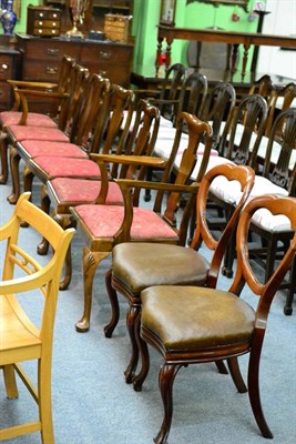 Lot 1315 - Set of six mahogany Queen Anne style dining chairs, including two carvers, together with a pair...