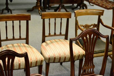 Lot 1318 - A pair of regency mahogany framed dining chairs, and a 19th century mahogany framed open arm...