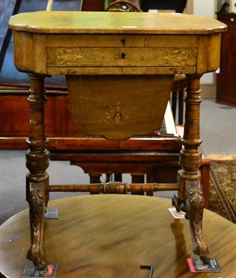 Lot 1333 - A Victorian burr walnut and inlaid work table