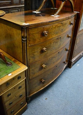 Lot 1343 - A 19th century mahogany bow fronted four height chest of drawers