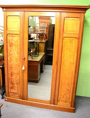 Lot 1359 - An inlaid double wardrobe with mirror