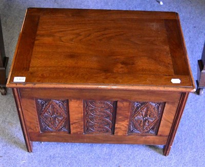 Lot 1364 - An oak four division Canterbury with hinged cover