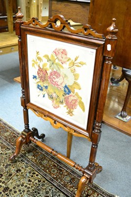 Lot 1381 - A Victorian rosewood firescreen