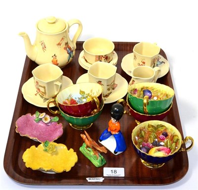 Lot 18 - A Royal Doulton child's tea service, five Aynsley fruit and flower decorated tea cups, two...