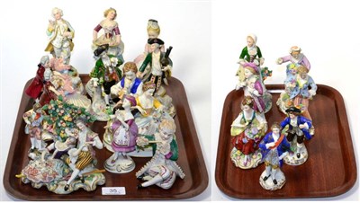Lot 35 - Twenty late 19th/early 20th century Continental figures (on two trays)