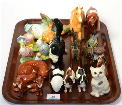 Lot 38 - Beswick animals including foals, foxes, spaniels, Beatrix Potter figures etc