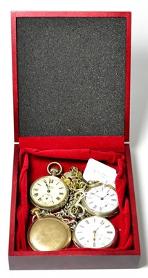 Lot 47 - An H. Samuel silver open faced pocket watch on chain, with three others