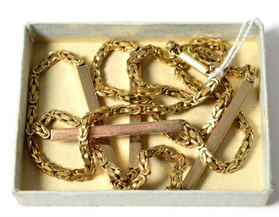Lot 60 - A fancy link and bar necklace, stamped '375'