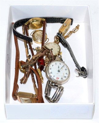 Lot 72 - Five lady's 9ct gold wristwatches and a lady's wristwatch with case stamped '925'
