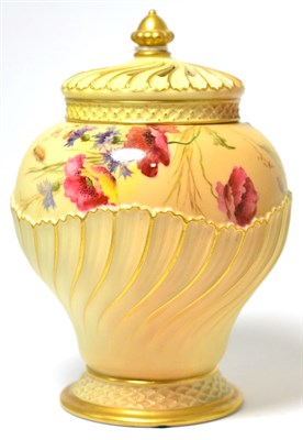 Lot 104 - Royal Worcester china blush ivory pot pourri jar and cover, shape no. 1720, date coded for 1904