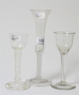 Lot 106 - An 18th century cotton twist drinking glass and two other drinking glasses