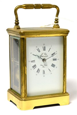 Lot 117 - A brass striking carriage clock, signed L'Epee