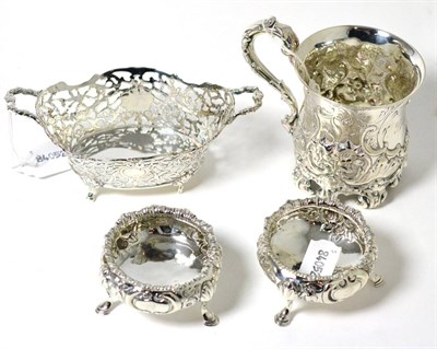 Lot 118 - A silver Christening tankard, London, 1845; together with a silver basket, London, 1902 and a...