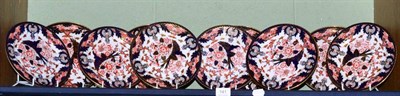 Lot 141 - Four Royal Crown Derby Imari 9"; plates, pattern number 383 together with a set of six matching...