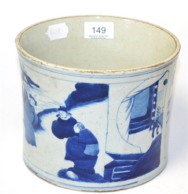 Lot 149 - A 20th century Chinese blue and white porcelain cylindrical planter