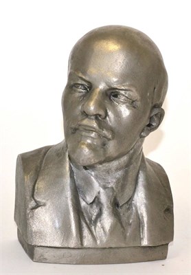 Lot 175 - A mid 20th century aluminium bust of Lenin, bearing signature