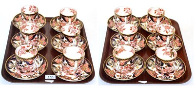 Lot 177 - A set of twelve Royal Crown Derby Imari tea cups and saucers, pattern number 383