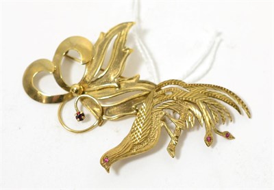 Lot 221 - A 9ct gold bird brooch and another brooch (2)