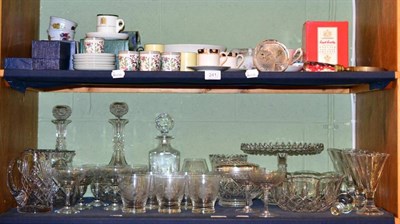 Lot 241 - Two shelves of cut glass and decorative ceramics