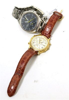 Lot 281 - A Seiko chronograph wristwatch and a Seiko quartz world time (2)