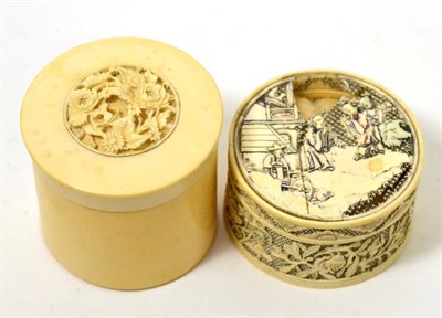 Lot 293 - Two pre-1947 ivory boxes (one a.f.)