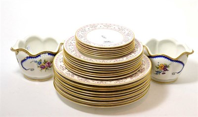 Lot 306 - Royal Crown Derby Brittany pattern dinner, dessert and side plates, and a pair of Continental cache